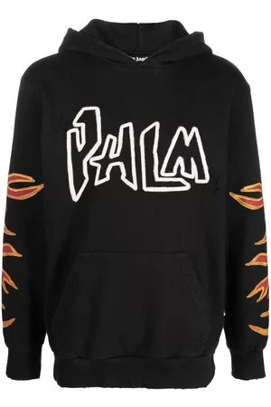 Palm Angels Sudadera con capucha y llamas estampadas