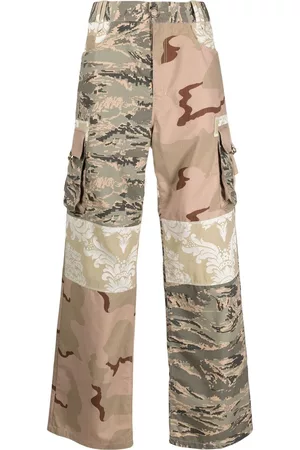 Marine Serre Pantalones cargo con diseño patchwork