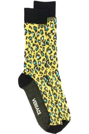 VERSACE Calcetines con motivo de leopardo y logo