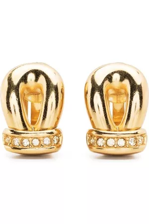 Dior Pendientes de clip con detalles de strass 1980