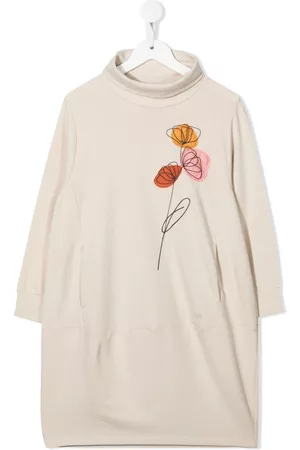 Il gufo Vestido estilo sudadera con aplique floral