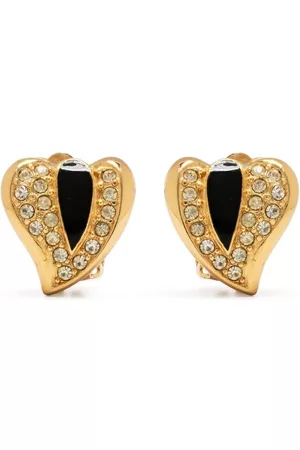 Dior Pendientes de clip con forma de corazón 1980
