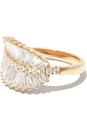 Anita Anillo Palm leaf en oro amarillo de 18tk con diamante
