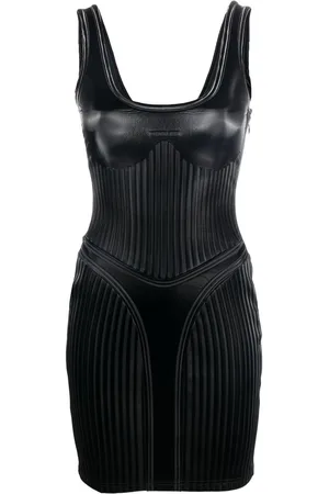 MUGLER Minivestido ajustado con rayas en relieve