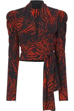 Proenza Schouler Blusa cruzada con estampado floral