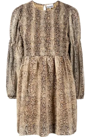 Ganni Vestido corto con motivo de piel de serpiente