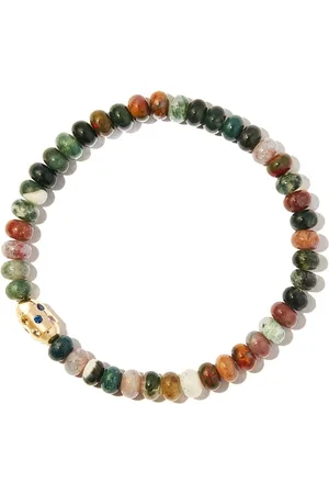 LUIS MORAIS Pulsera de cuentas en oro amarillo de 14kt con zafiro