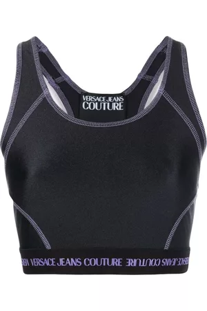 VERSACE Top corto con franja del logo