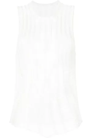 DION LEE Top sin mangas Floats con efecto envejecido