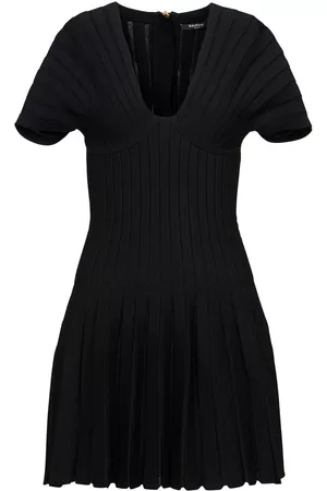 Balmain Vestido mini plisado de malla