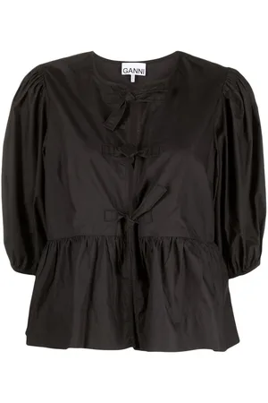 Ganni Blusa de manga farol con peplum