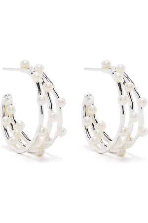 Dower and Hall Pendientes Waterfall medianos con perlas