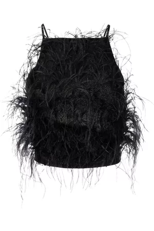 Cult Gaia Blusa Joey con plumas de avestruz