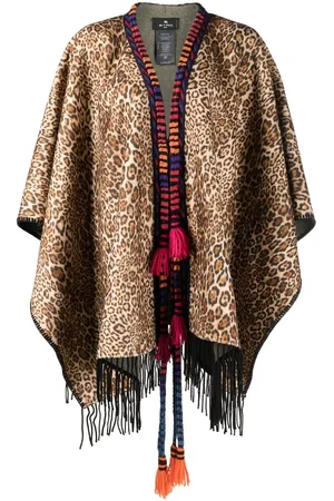 Etro Capa Fringed Animalier