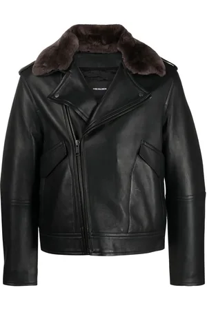 YVES SALOMON Chaqueta biker con cuello de pelo
