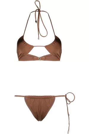 Manokhi Bikini con cuello halter y cierre lazado