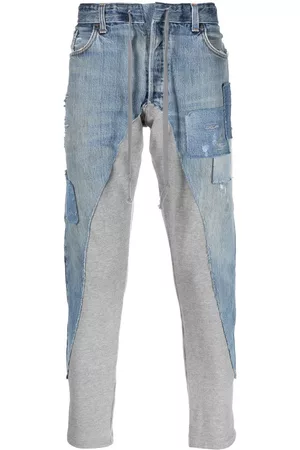 GREG LAUREN Vaqueros capri con diseño patchwork
