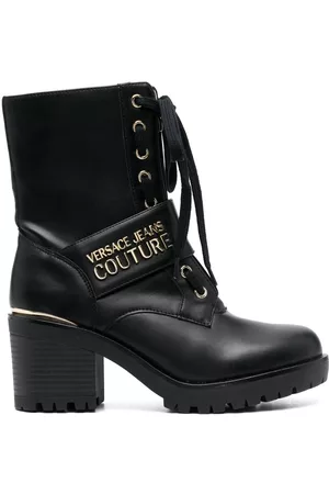VERSACE Botas con placa del logo y cordones
