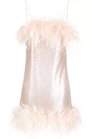Gilda & Pearl Vestido corto con ribete de plumas
