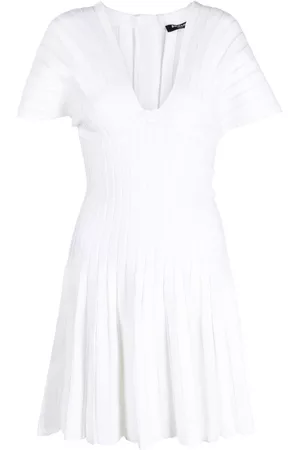 Balmain Vestido mini plisado de malla