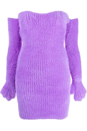 OFF-WHITE Vestido Fuzzy Gloves corto con hombros descubiertos