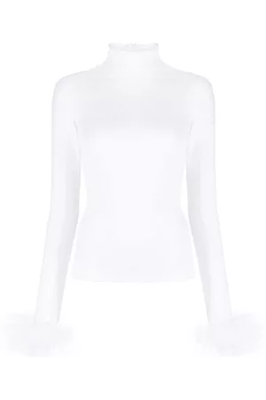 Atu Body Couture Top con cuello vuelto y detalle de plumas