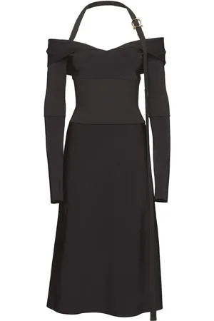 Salvatore Ferragamo Vestido midi con hombros descubiertos