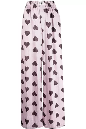 Natasha Zinko Pantalones anchos con corazones estampados