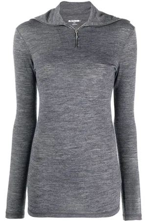 Jil Sander Top de punto con cuello vuelto