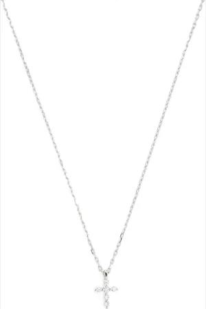 DJULA Collar con colgante de cruz en oro blanco de 18kt