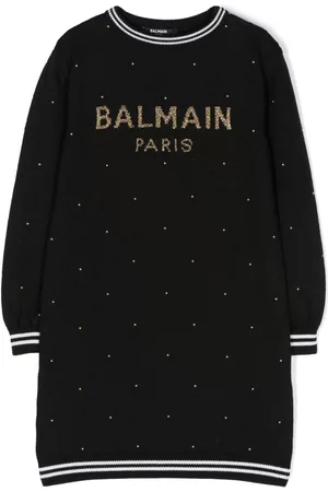 Balmain Vestido corto con logo en intarsia