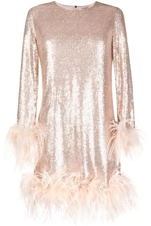 Gilda & Pearl Vestido midi Seraphina con ribete de plumas