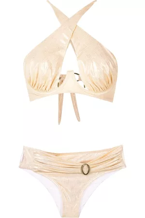 AMIR SLAMA Bikini con cuello halter con detalle fruncido
