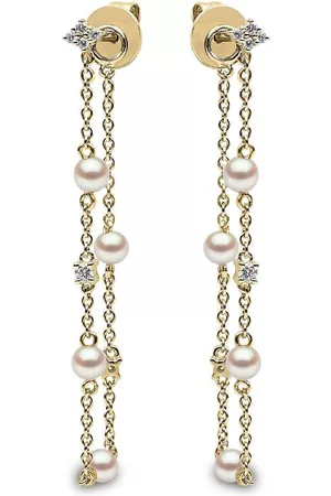 Yoko London Pendientes Trend largos en oro amarillo de 18 ct con perla y diamantes