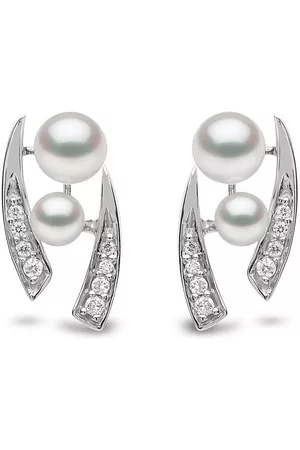 Yoko London Pendientes Trend en oro blanco de 18 ct con diamantes y perlas de agua dulce