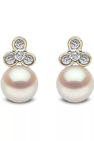 Yoko London Pendientes Trend en oro amarillo de 18 ct con diamantes y perlas de agua dulce