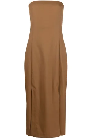 St Agni Vestido midi con escote palabra de honor