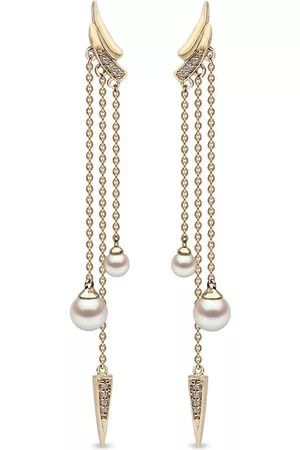 Yoko London Pendientes Trend largos en oro amarillo de 18 ct con perla y diamantes