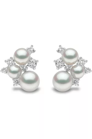 Yoko London Pendientes Trend en oro blanco de 18 ct con diamantes y perla