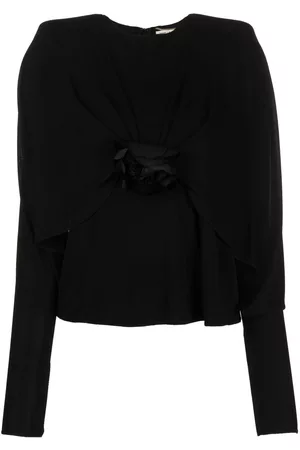 Saint Laurent Top Flowers de manga larga