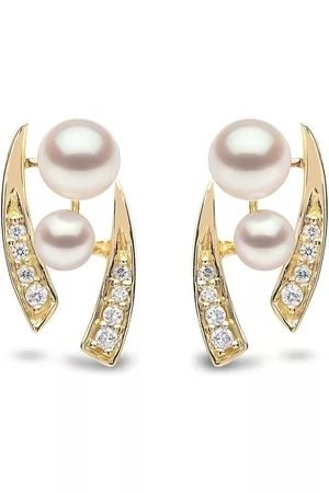 Yoko London Pendientes Trend en oro amarillo de 18kt con perlas y diamantes