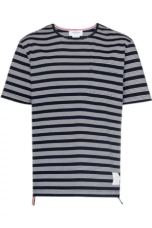 Thom Browne Camiseta a rayas con parche del logo