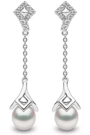 Yoko London Pendientes Trend en oro blanco de 18 ct con diamantes y perla