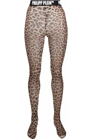 Philipp Plein Medias con logo en la cinturilla y estampado de leopardo