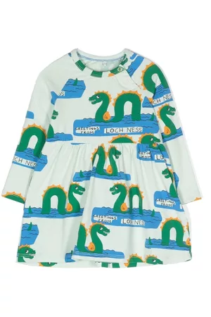 Mini Rodini Vestido midi Loch Ness con estampado gráfico