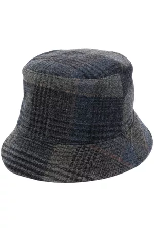 Sombrero De Pescador En Relieve A Cuadros, Color Sólido, Informal