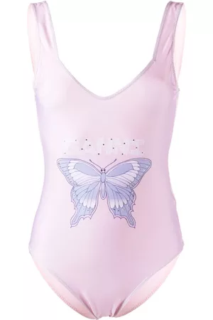 Ganni Bañador con logo y motivo de mariposa estampado