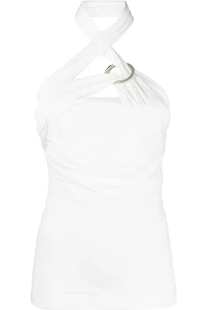 The Attico Top drapeado con cuello halter