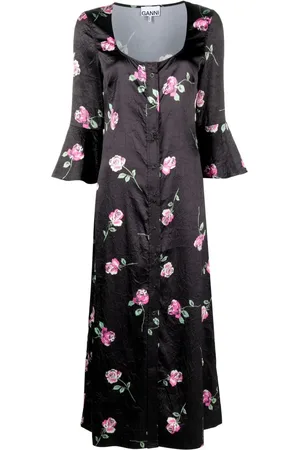 Ganni Vestido midi con motivo floral