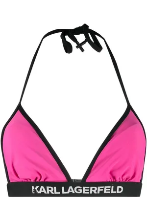 Karl Lagerfeld Top de bikini con franja del logo